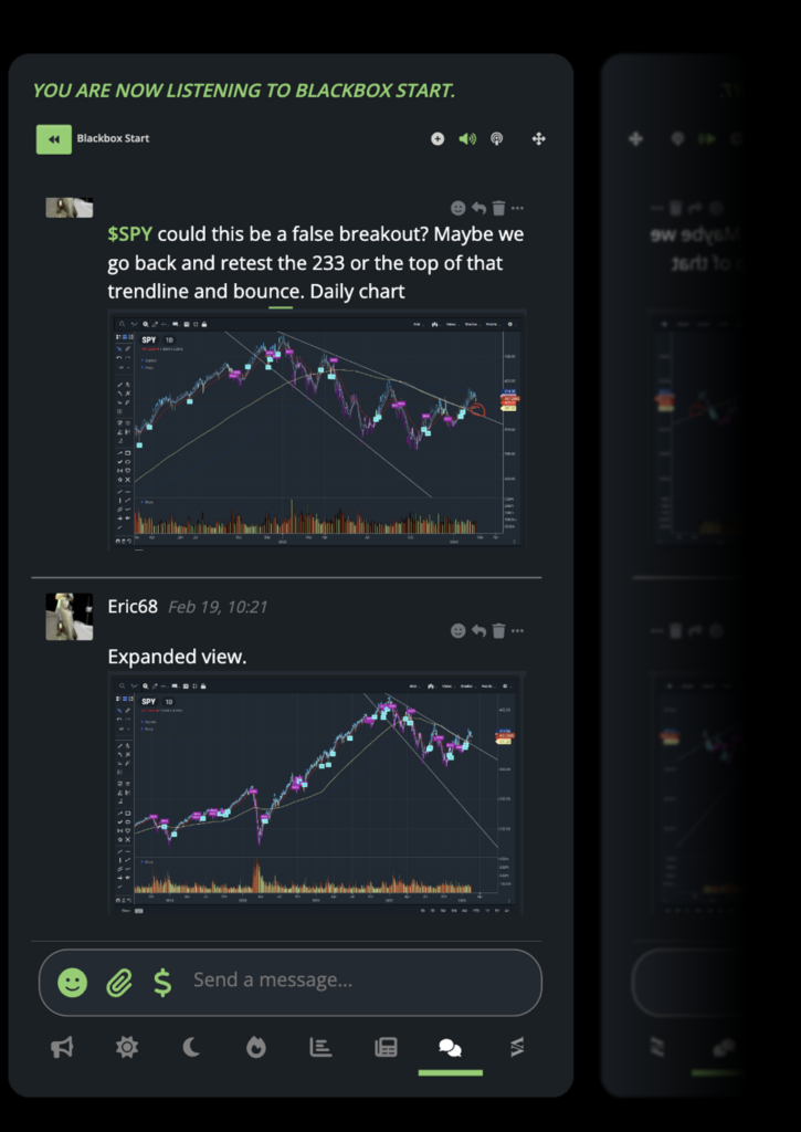 Chat de miembros en la plataforma BlackBox